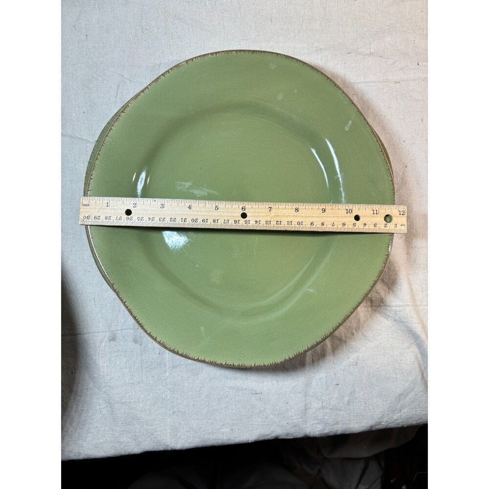 Pier 1 Elemental Sage Green Earthenware 11.75” Plates (2) & 10.75" Bowl Set - Picture 8 of 11